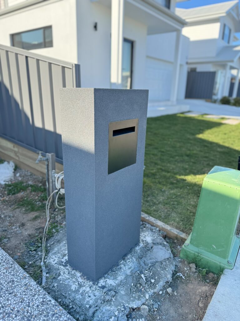 Rendered mailbox finish at Wollongong home